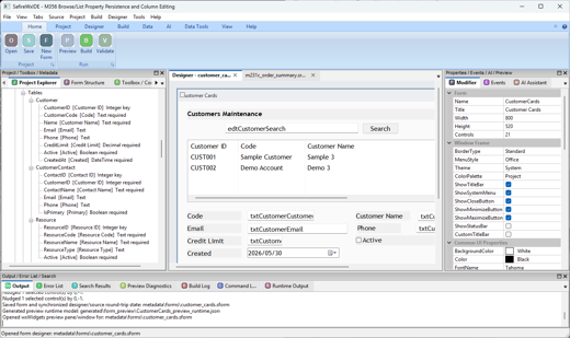 Form Designer and Properties screenshot